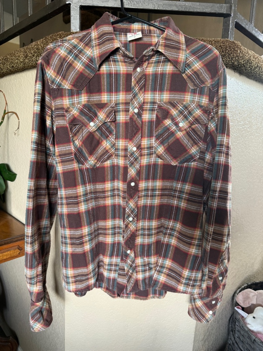 True Religion Plaid Flannel Shirt Men’s XL Slim Fit Western Boho Festival Unisex
